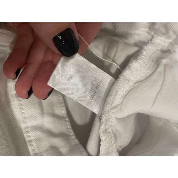 Anniewear Women’s Sz Sm Wide Leg High Rise Raw Hem White Jeans - Picture 5 of 10